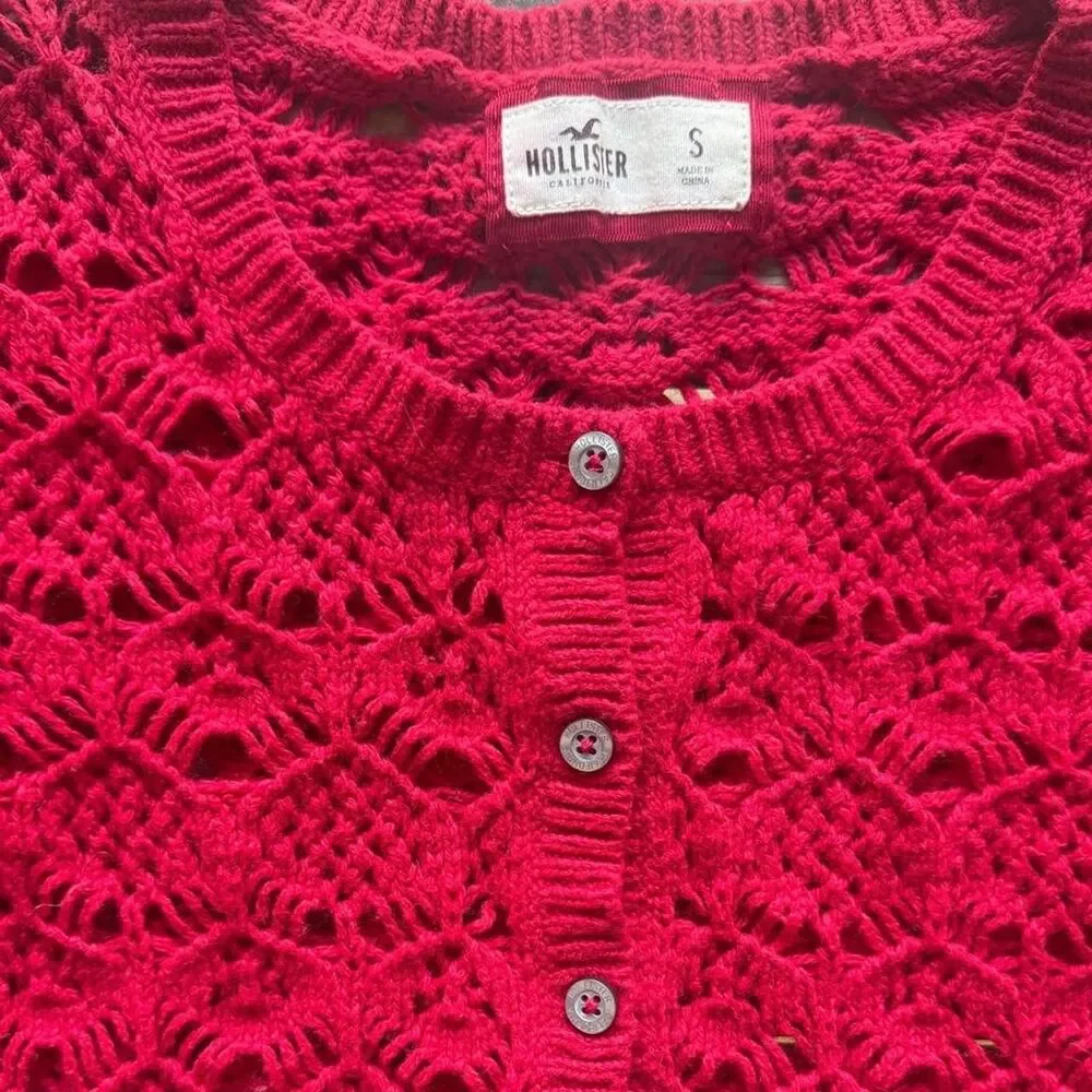 Hollister-co Women's Red Cardigan